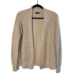 Lord & Taylor Tan Warm Cozy Cable Knit Open Front Cardigan Sweater Size Medium